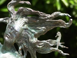 "The Mermaid" oceanic, figurative, bronze sculpture