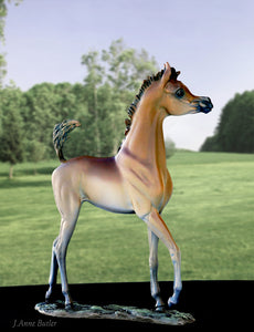 "Be Audacious" Miniature Bronze Foal Sculpture.   9.5" high