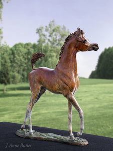 "Be Audacious" Miniature Bronze Foal Sculpture.   9.5" high