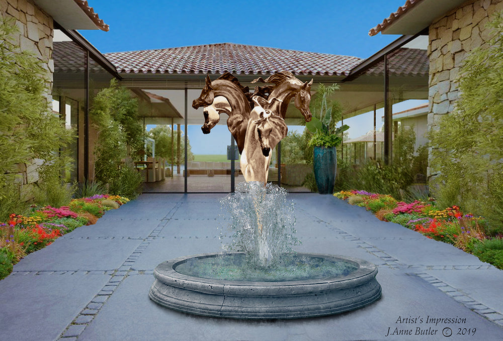 Bronze Fountain - four Arabian Horses