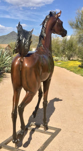 Escultura de bronce de caballo árabe de tamaño natural "Sueño de primavera" "160 cm 64" de alto 