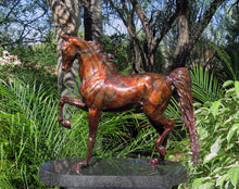 Load image into Gallery viewer, Stepping High equine bronze sculpture

