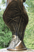 Cargar imagen en el visor de la galería, The detail on the rear of the &quot;Oasis&quot; bronze Arabian horse bust. 
