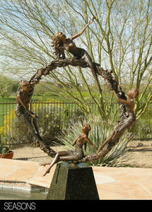 The Seasons, figurative sculpture captured in bronze
