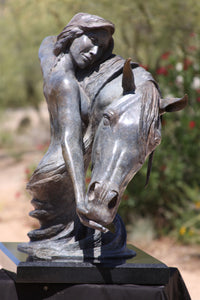 To Love and Cherish equine and figurative bronze sculpture