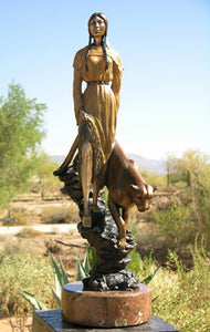 " Mountain Pride " Native American / Wildlife Bronze Sculpture
