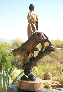 " Mountain Pride " Native American / Wildlife Bronze Sculpture